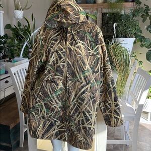 Vintage 70s Golden retriever Camouflage Hooded zip up Jacket size L/XL NWOT